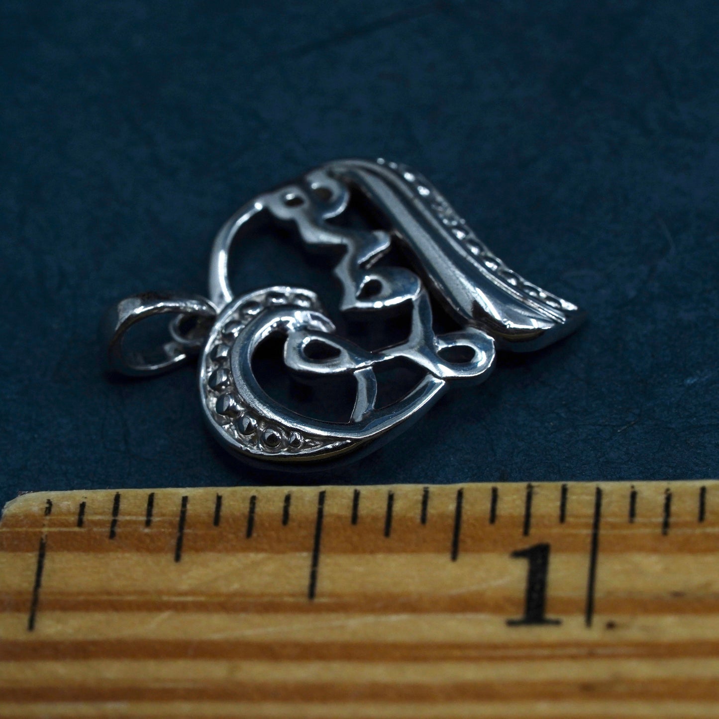 Vintage Sterling silver handmade pendant, 925 heart with “love”