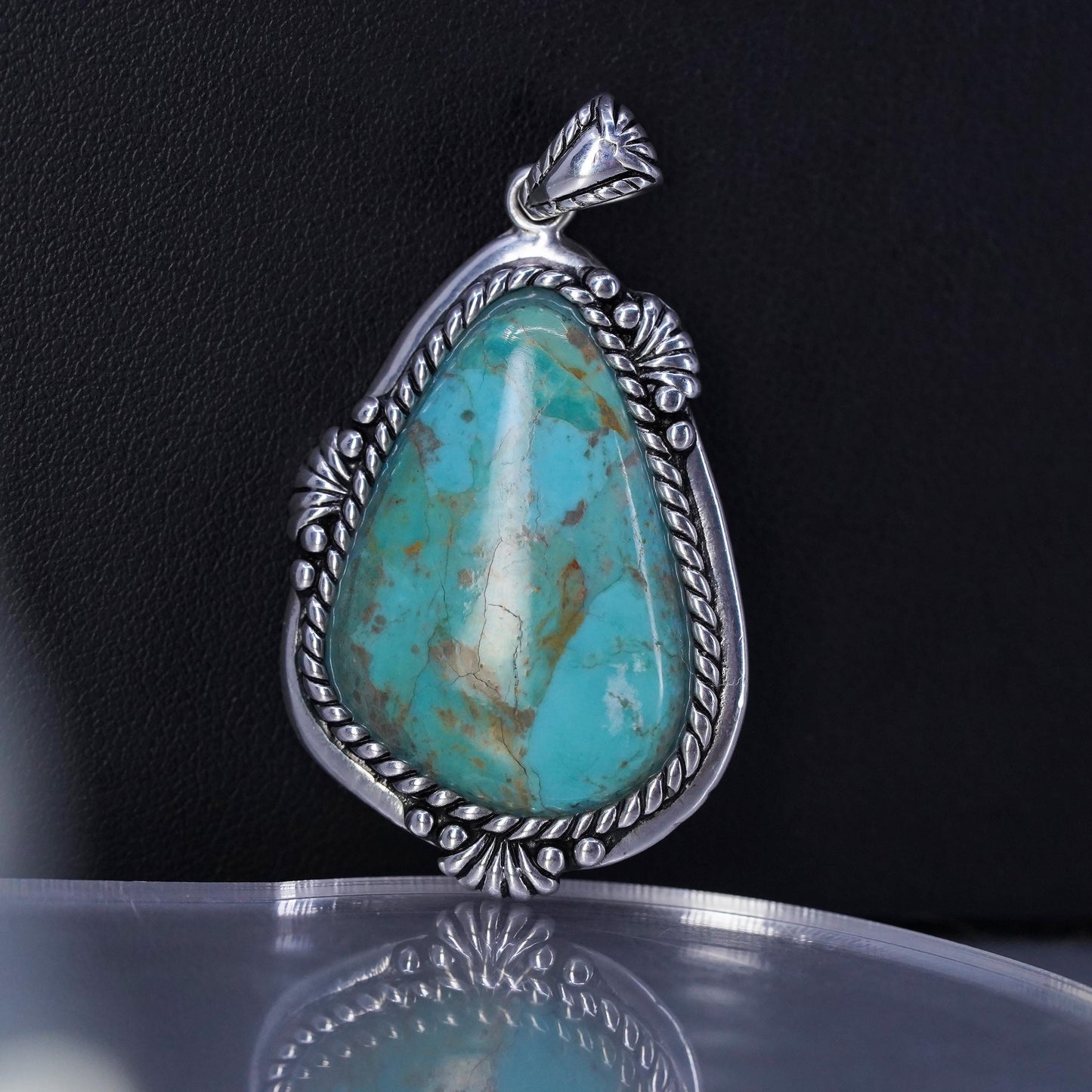 Native American Stauer sterling 925 silver handmade pendant with turquoise