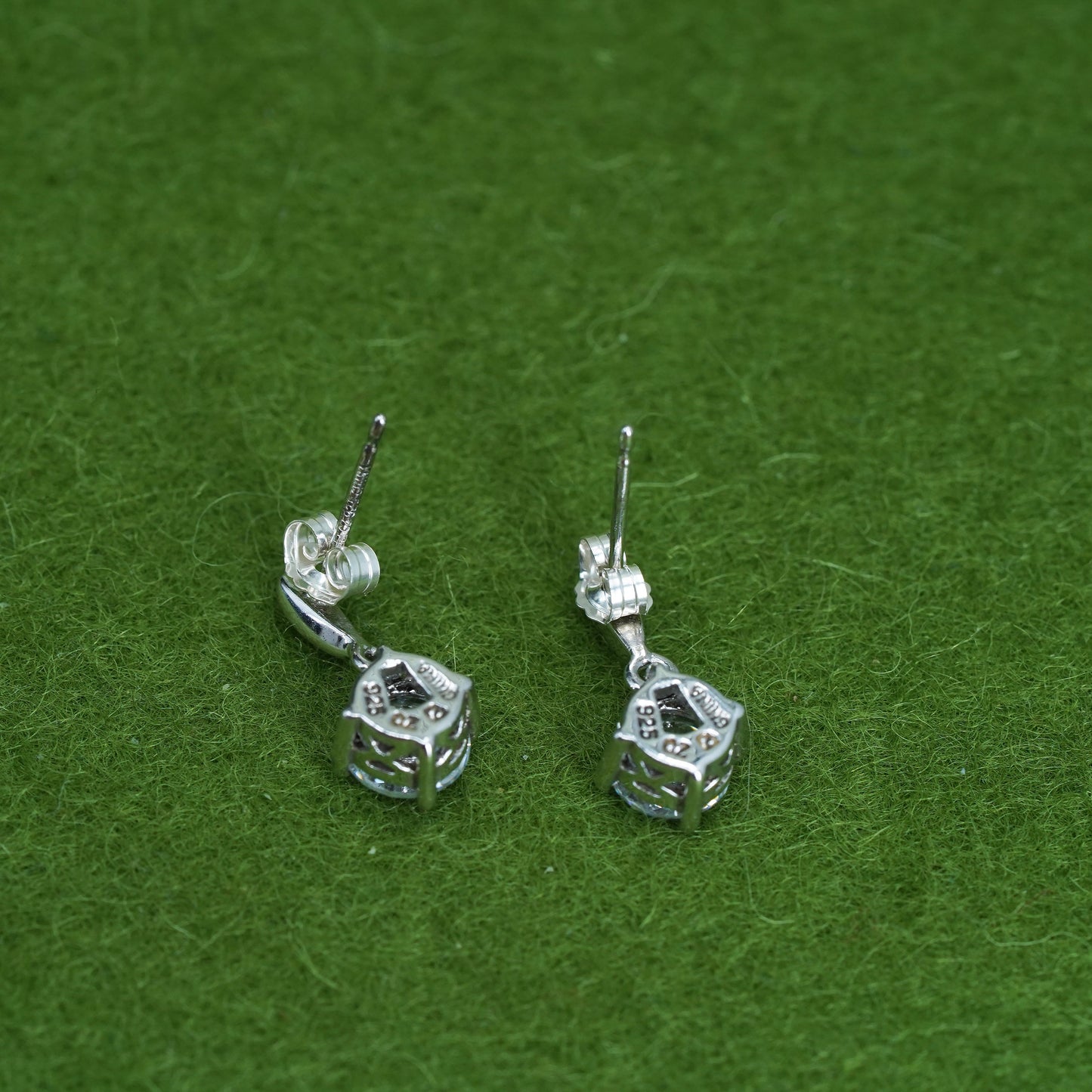 Vintage sterling silver 925 earrings with round CZ