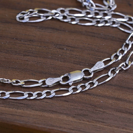 24" 4mm, vintage Italian sterling silver bold elongated chain, 925 necklace