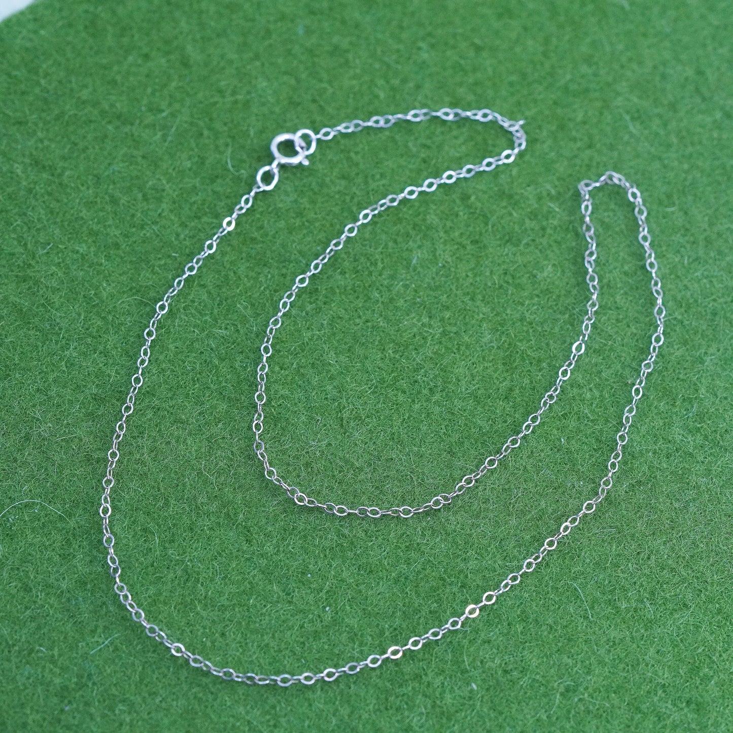 16” 1mm, Vintage Italian sterling 925 silver flatten circle chain, necklace