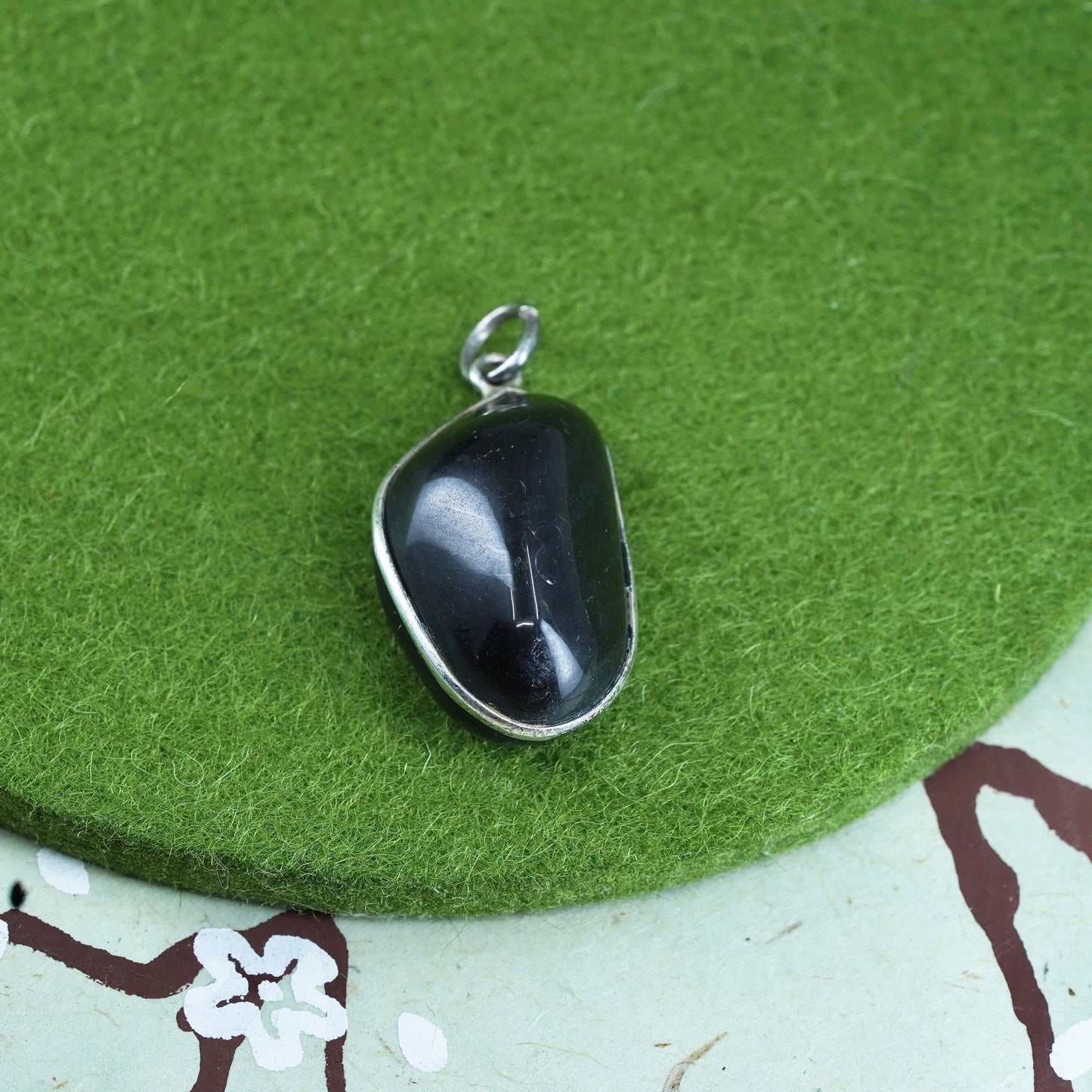 sterling sterling silver handmade pendant, 925 charm with obsidian nugget