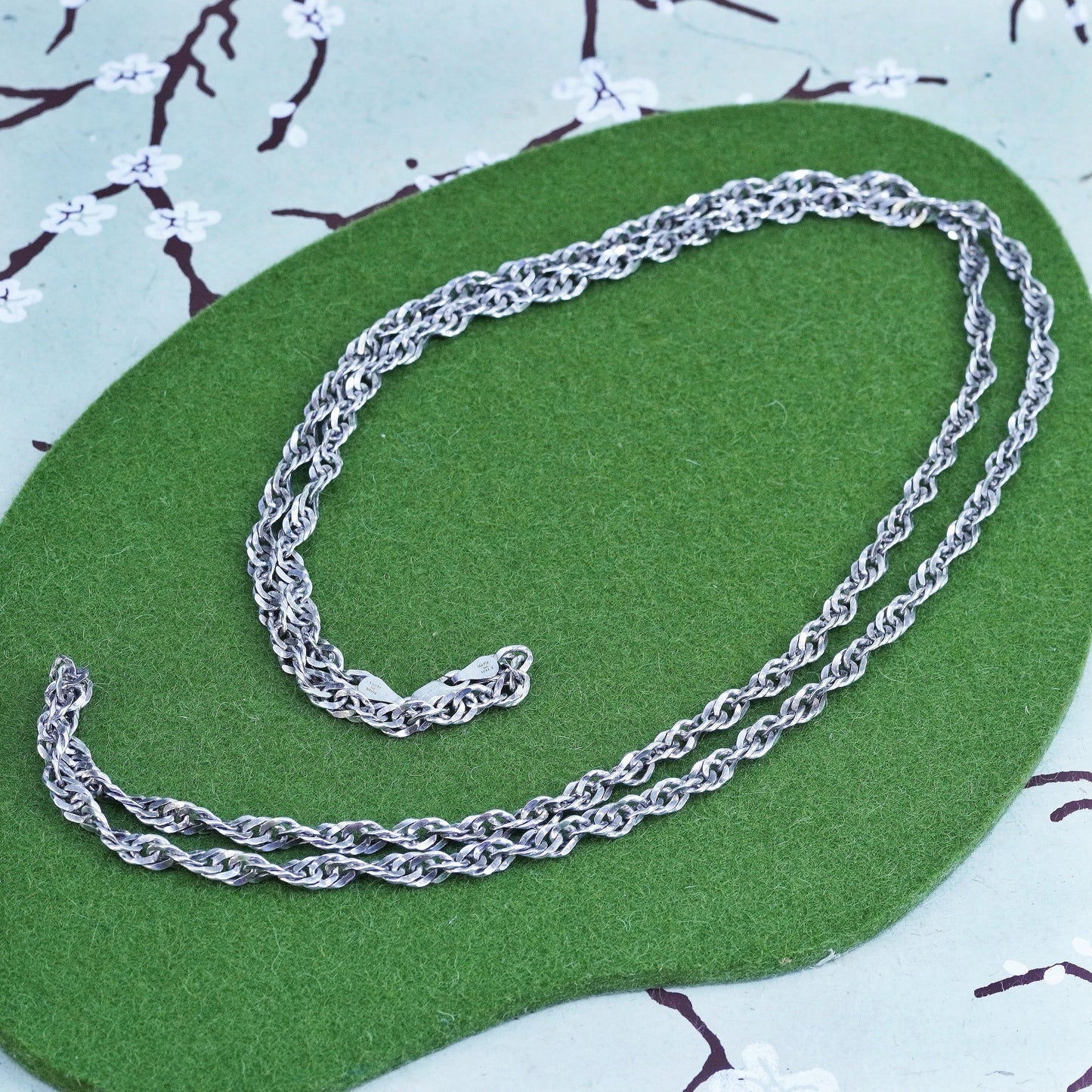 40", VTG Italian Milor sterling silver handmade necklace 925 twisted curb chain