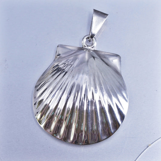 Vintage sterling 925 silver handmade shell pendant charm