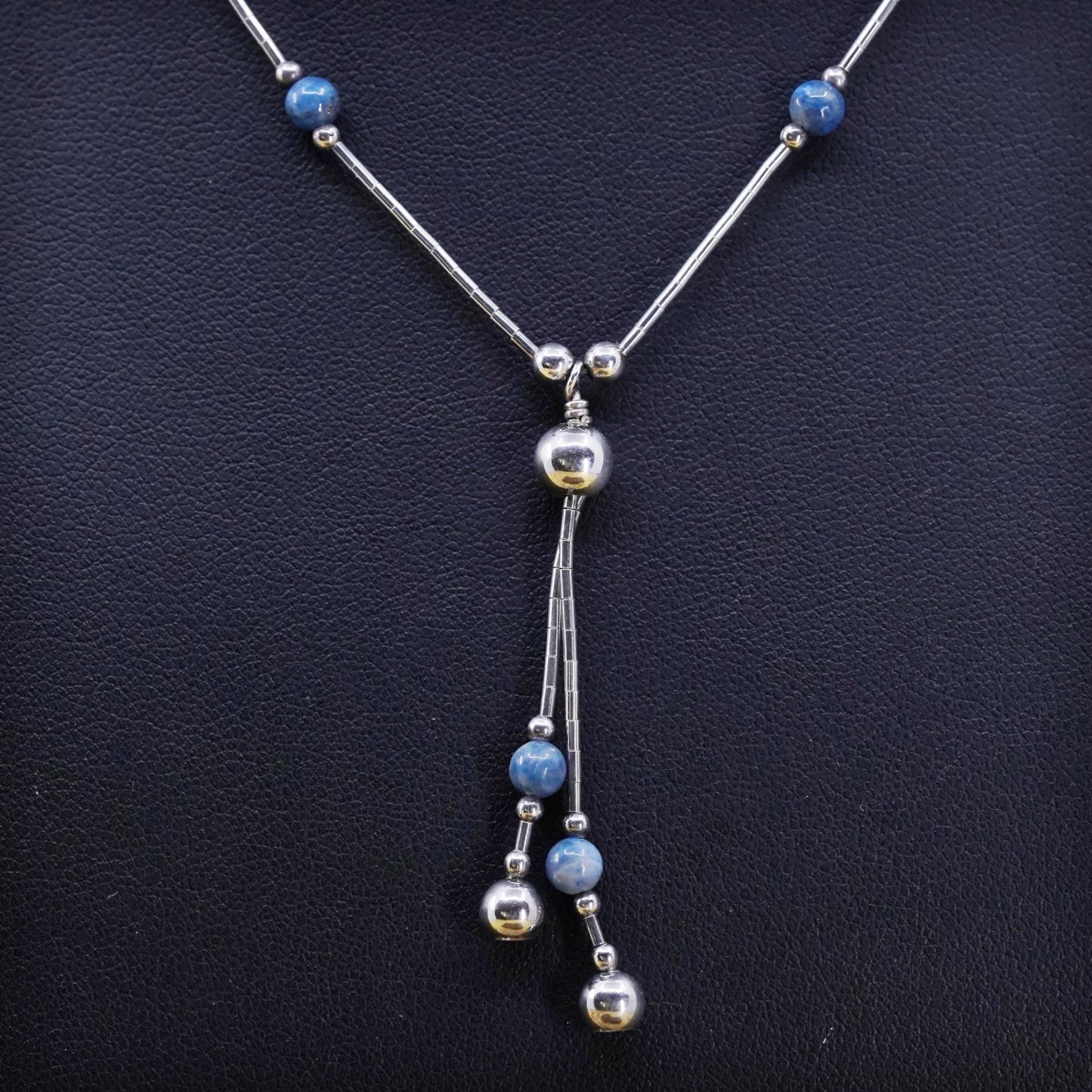 16" Sterling 925 silver necklace, pendant, southwestern liquid sodalite beads