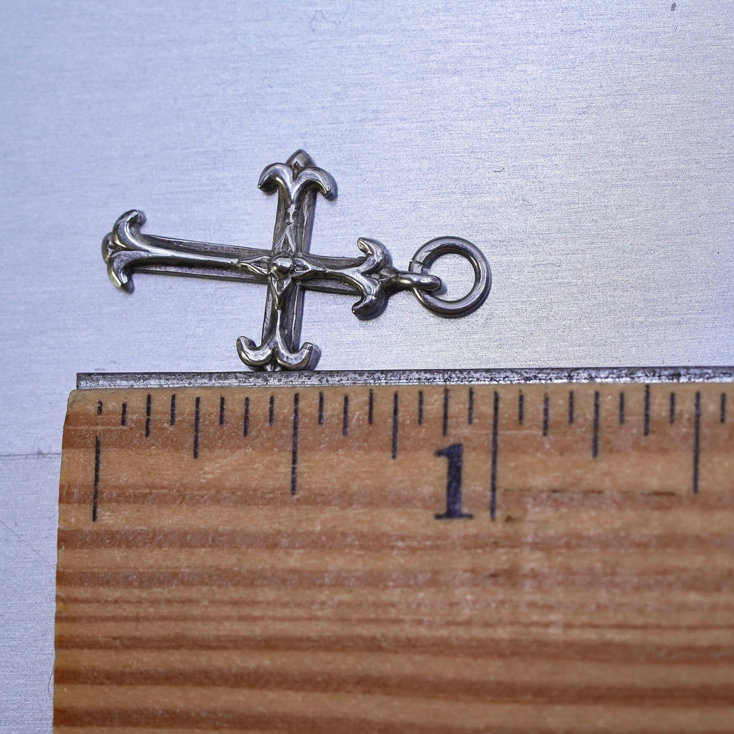 Vintage handmade Sterling silver pendant, 925 cross charm