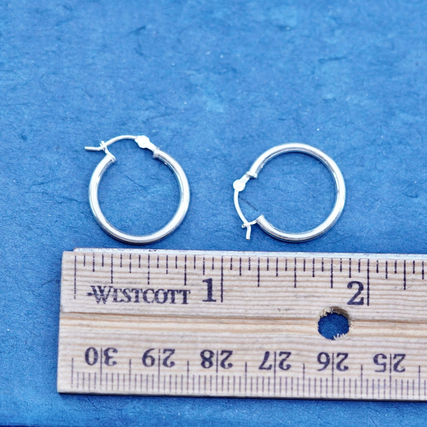 0.75”, vintage Sterling silver handmade hoop earrings, Modern 925 huggie