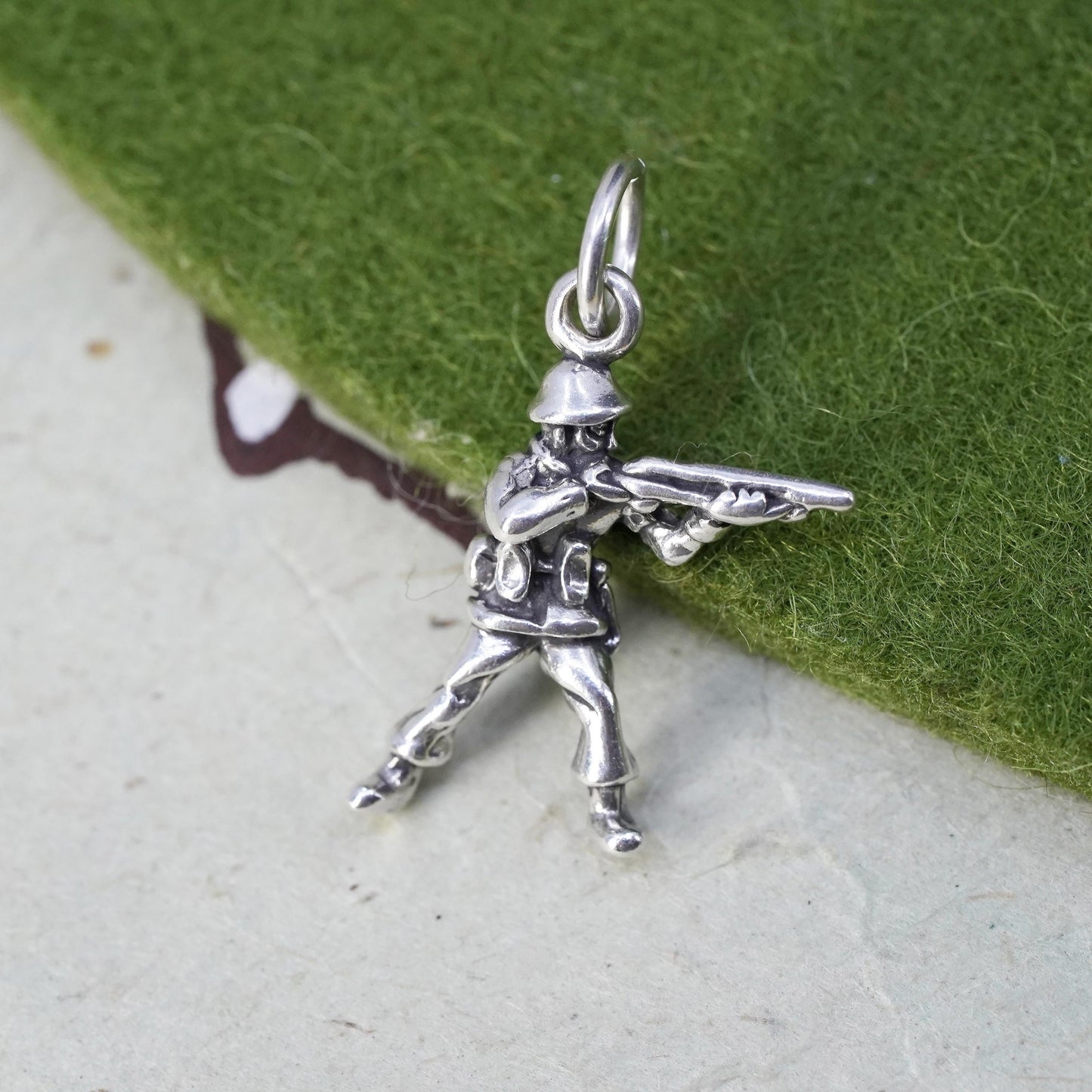 Vintage sterling silver handmade pendant, 925 soldier figure charm