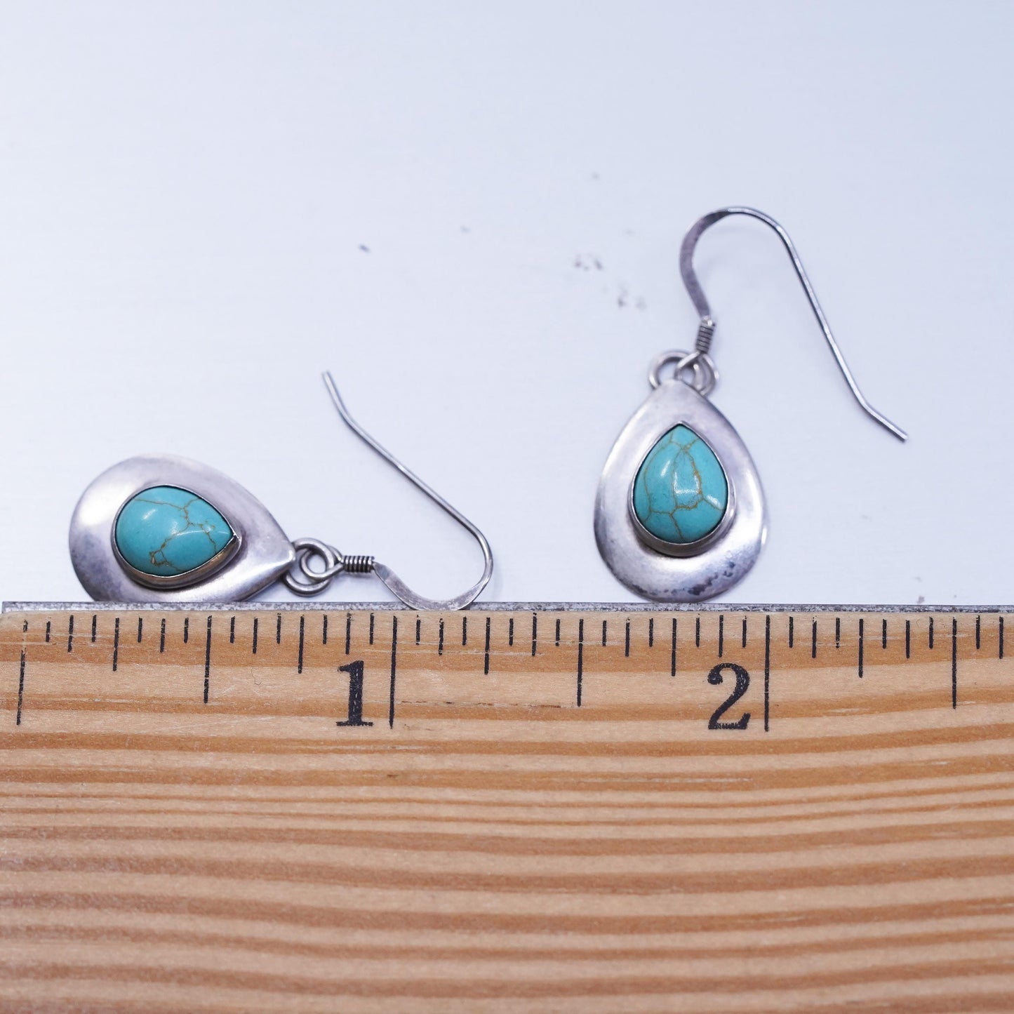 Native American Navajo sterling 925 silver teardrop earrings and turquoise