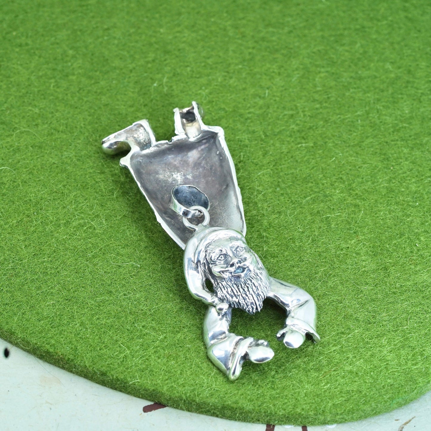 Vintage Sterling silver handmade pendant, 925 Christmas Santa