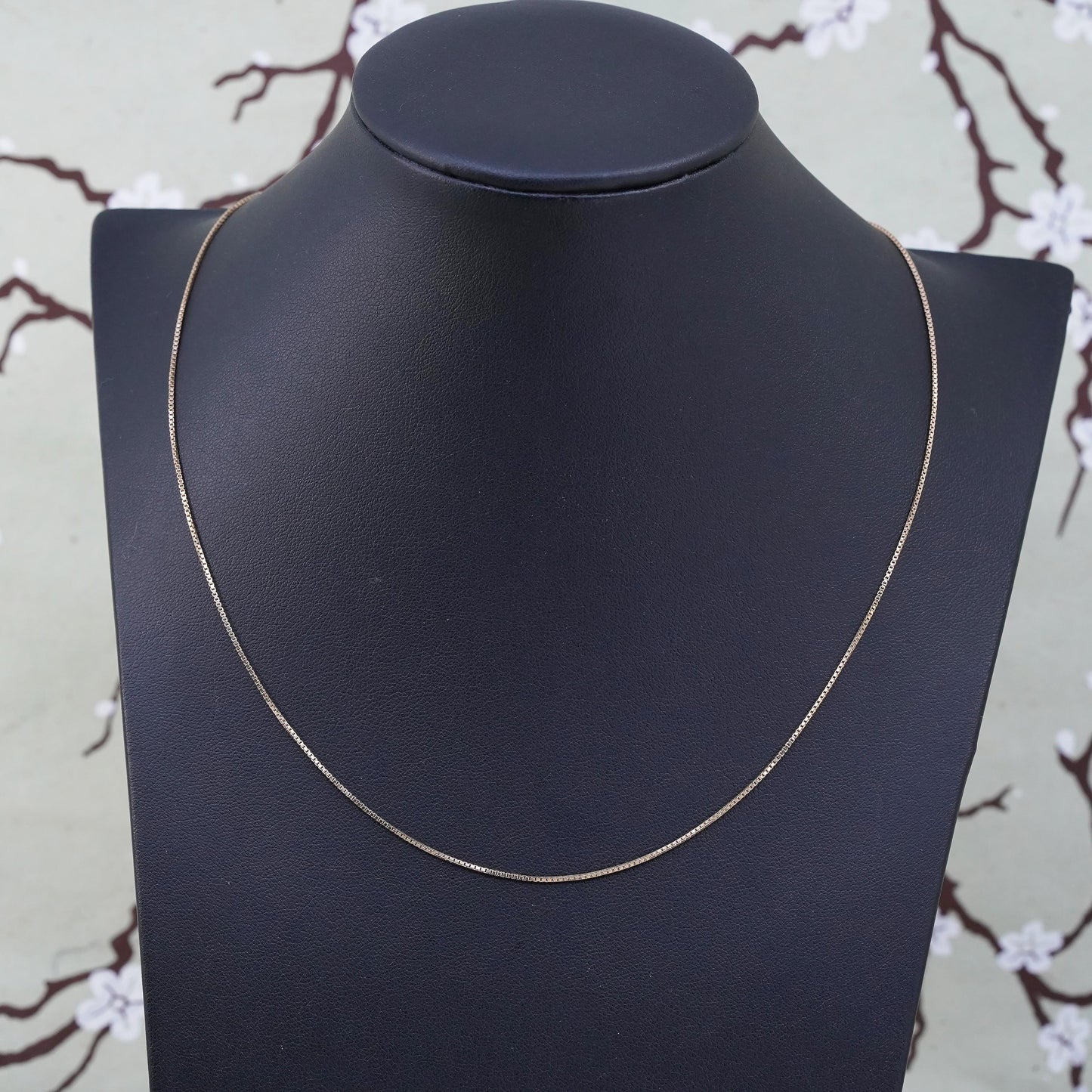 18”, 1mm, Vintage vermeil gold over sterling 925 silver box chain, necklace