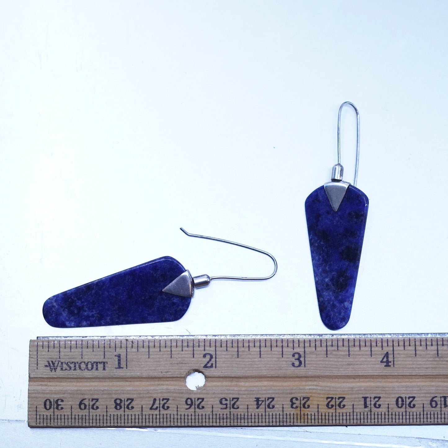 Vintage jewelry | handmade Sterling 925 silver sodalite teardrop earrings