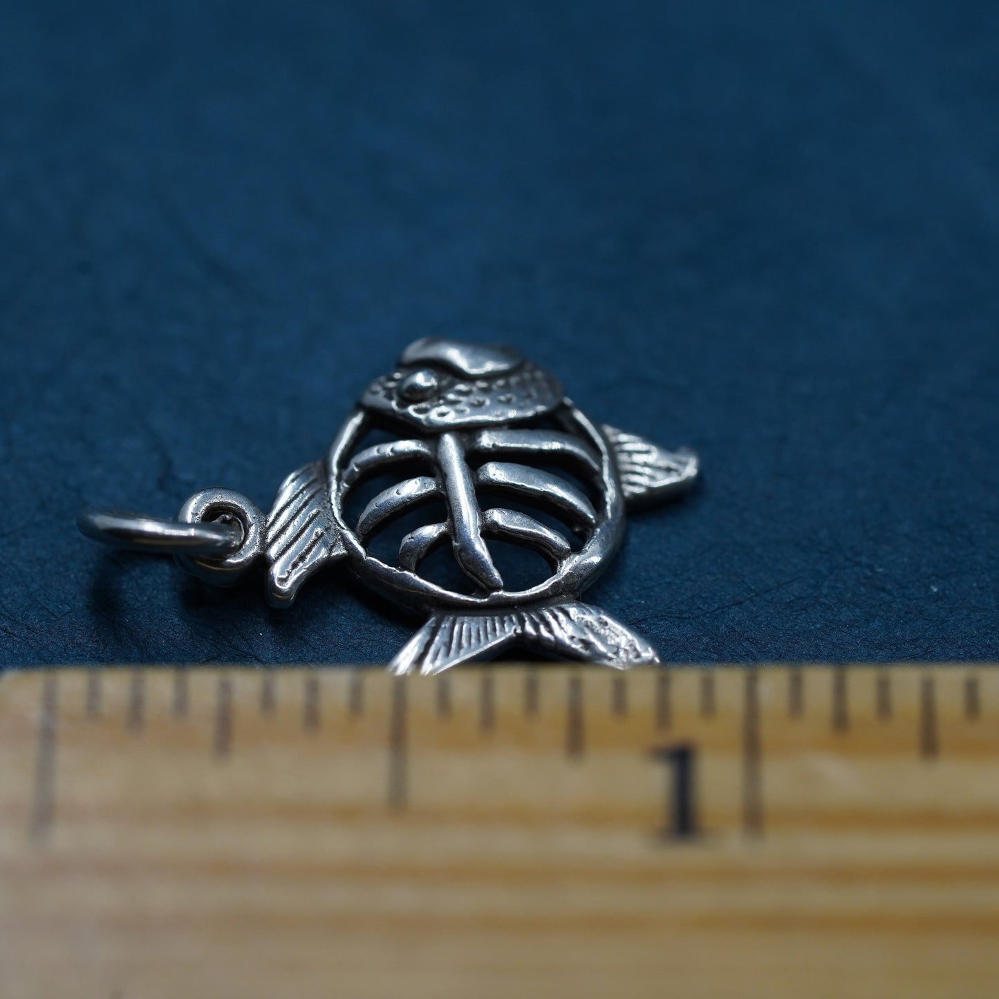 Vintage Sterling silver handmade pendant, 925 fish