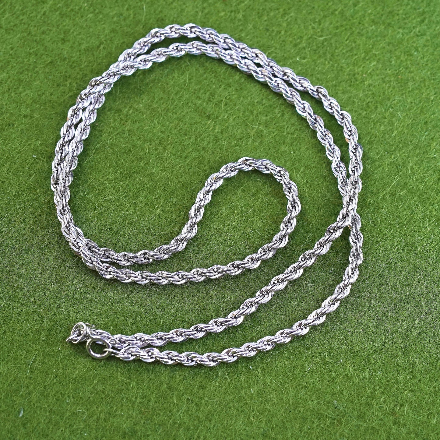 20”, 3mm, vintage Sterling silver necklace, 925 rope chain