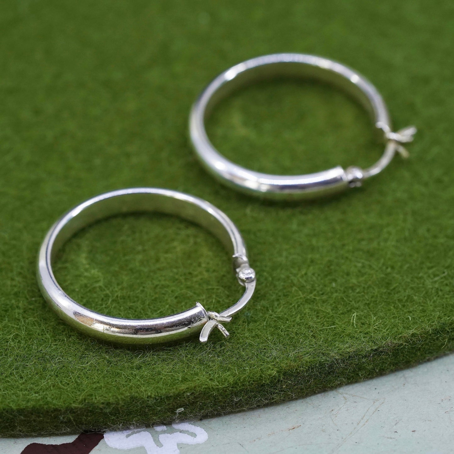 1.25", Vintage sterling silver loop earrings, bold minimalist primitive hoops