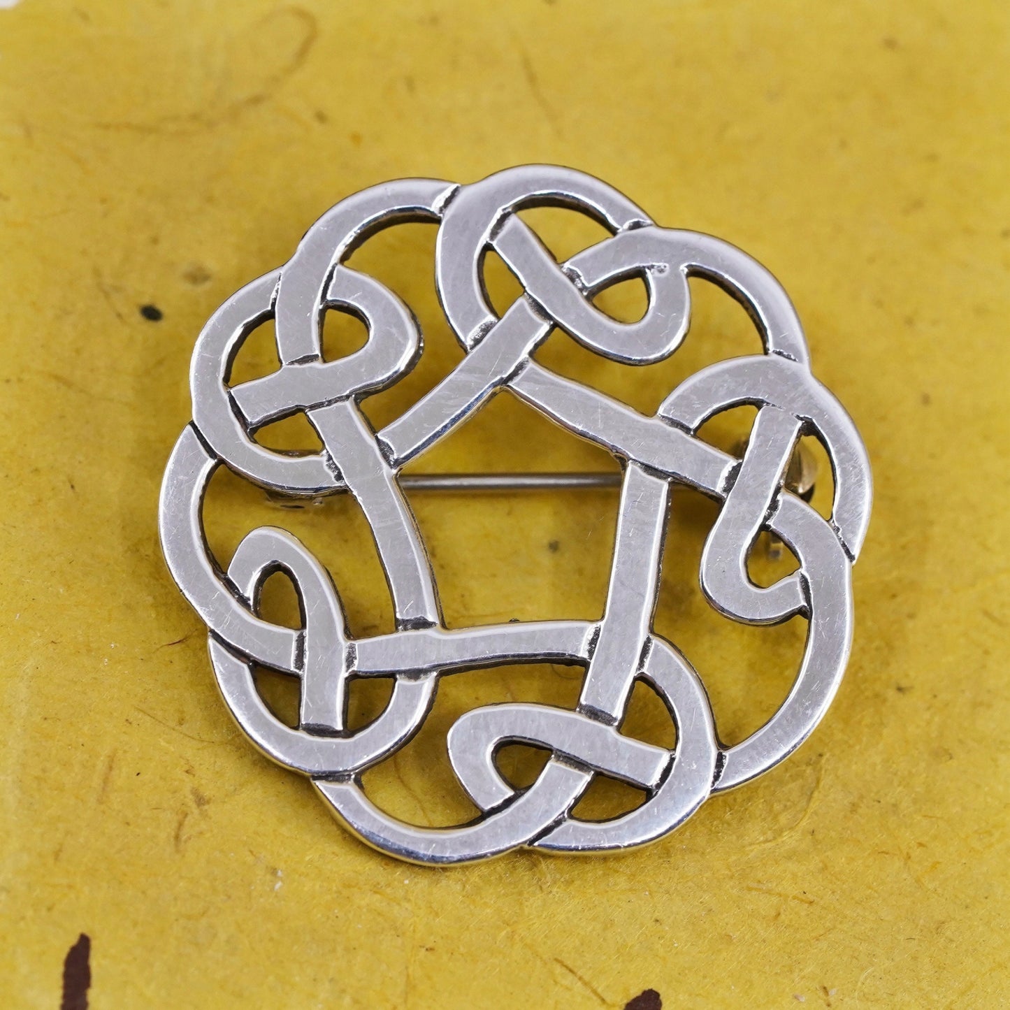 Vintage handmade sterling 925 silver Irish celtic knot brooch