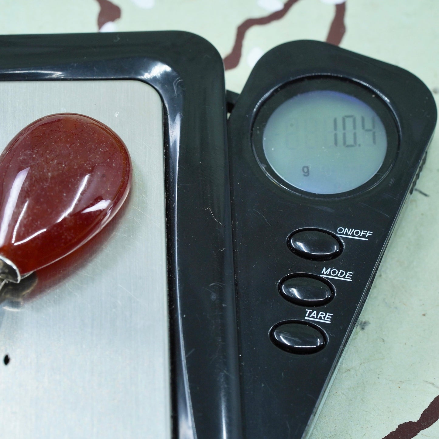 Vintage sterling silver 925 handmade teardrop pendant with carnelian