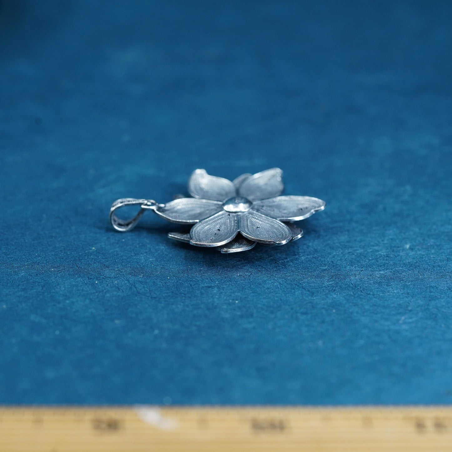 Vintage Sterling silver handmade pendant, 925 filigree flower