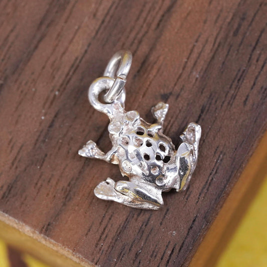 Vintage Sterling silver handmade charm, 925 frog