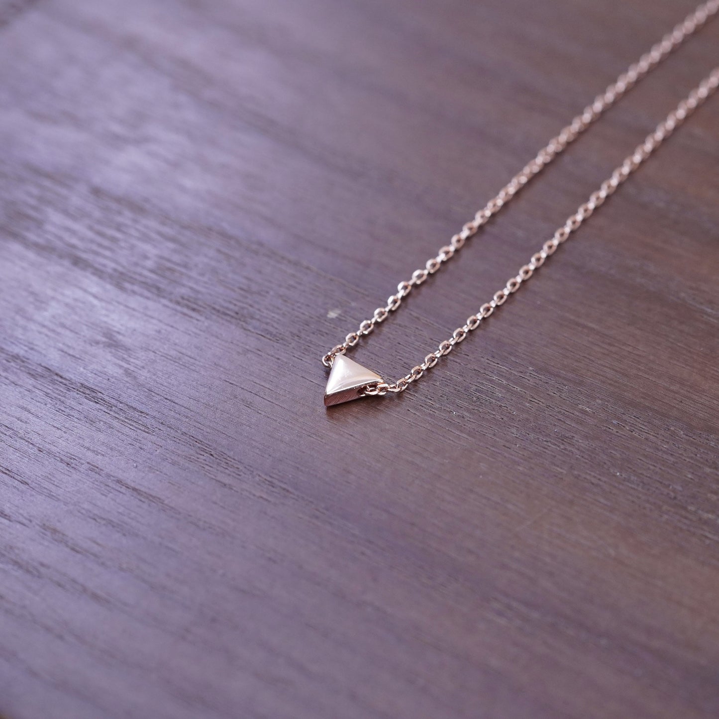 16+2”, vermeil rose gold Sterling silver necklace, 925 circle chain triangular