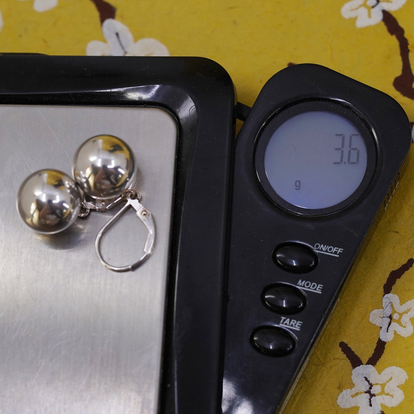 12mm, Vintage Sterling silver handmade earrings, 925 beads drops