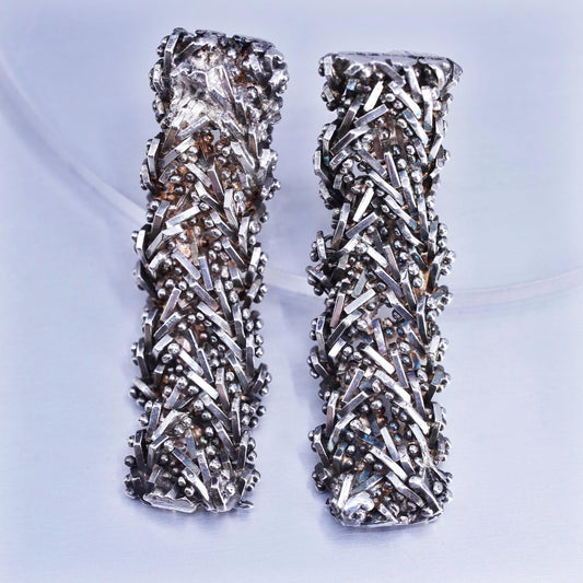 1.5”, Vintage Sterling 925 silver handmade twisted chain earrings