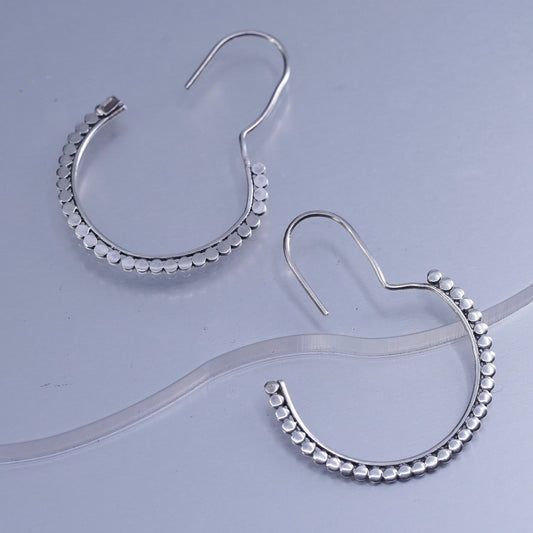 1.25” Vintage Sterling 925 silver handmade circle earrings with beads