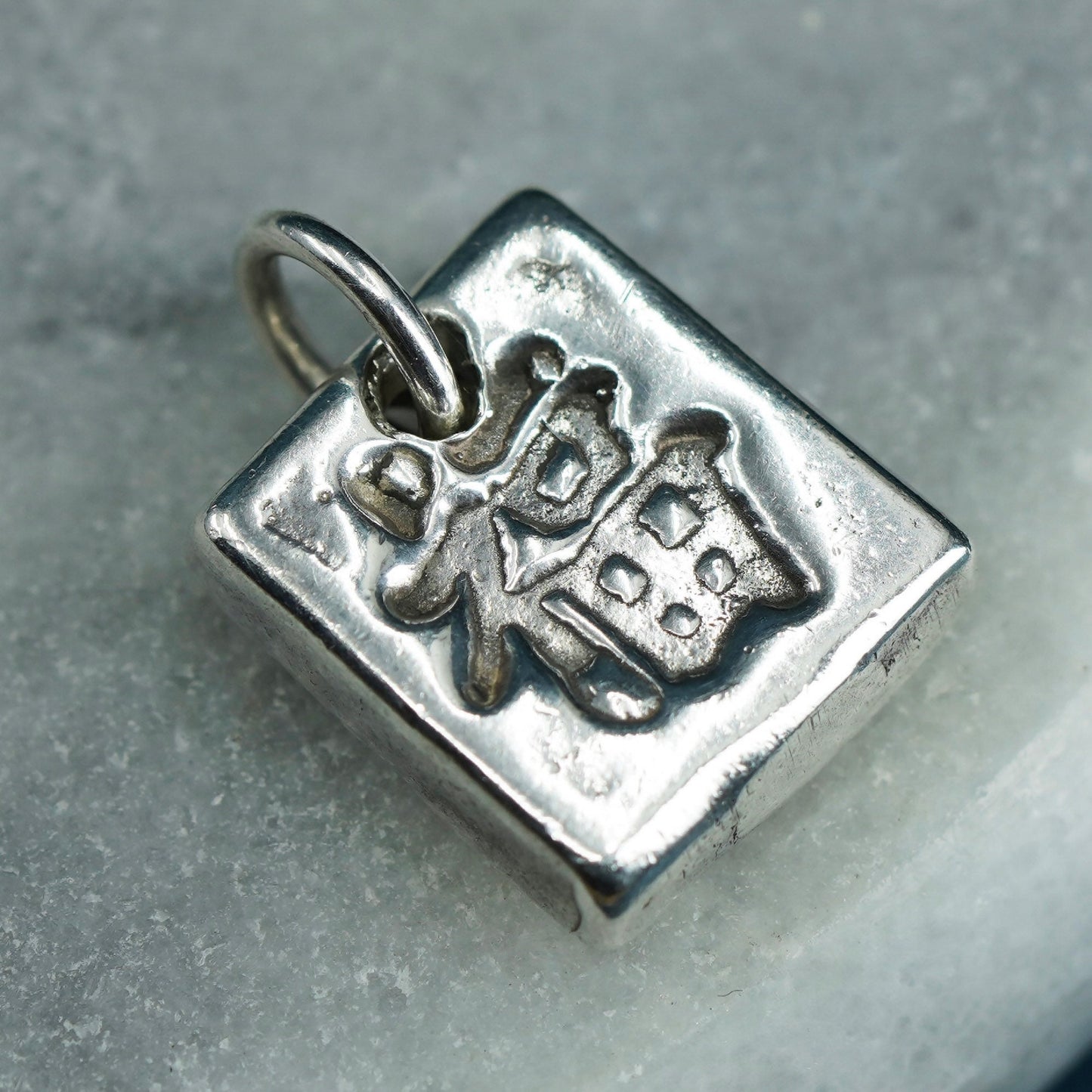 Sterling 925 silver handmade charm pendant with Chinese character “happiness”