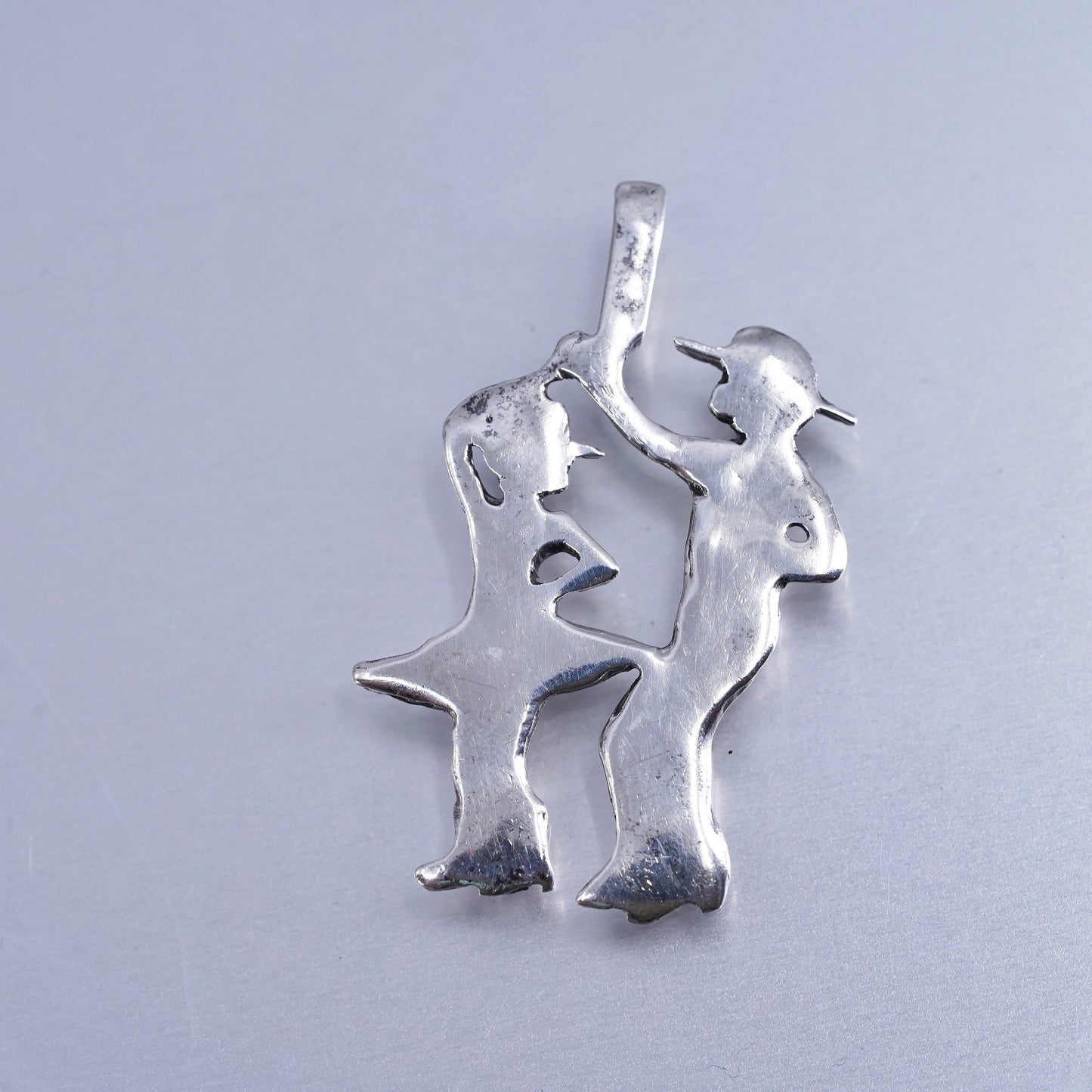 Vintage Sterling silver handmade charm, 925 double dancer pendant