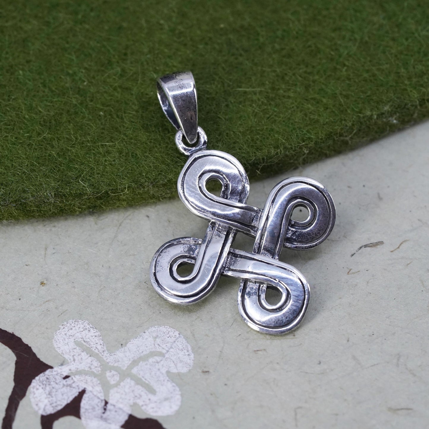 vintage sterling silver handmade pendant, 925 silver Irish Celtic knot charm