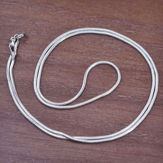 20”, 1.6mm, vintage Italy Sterling silver snake chain, Italy 925 necklace