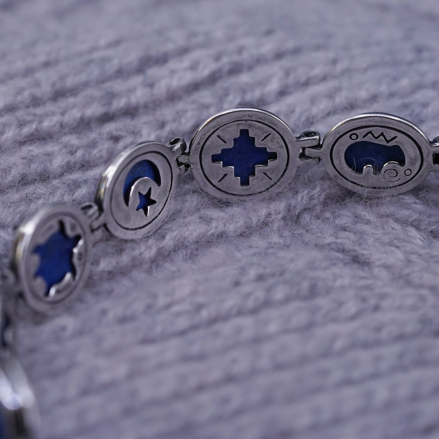 7.5”, Sterling 925 Silver Carolyn Pollack Carlisle Bracelet lapis lazuli toggle