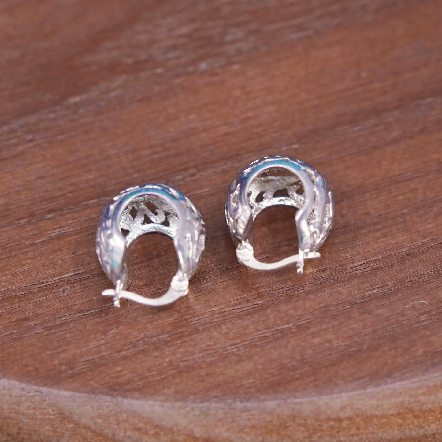 0.5”, sterling 925 silver loop earrings, filigree Huggie Hoops, fashion