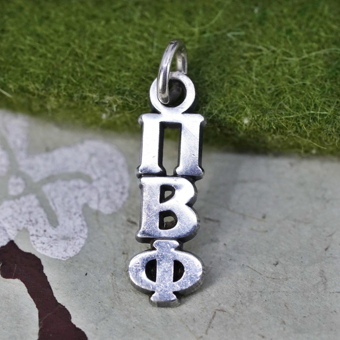 Vintage sterling silver handmade pendant, 925 Greek letter Pi Beta Phi