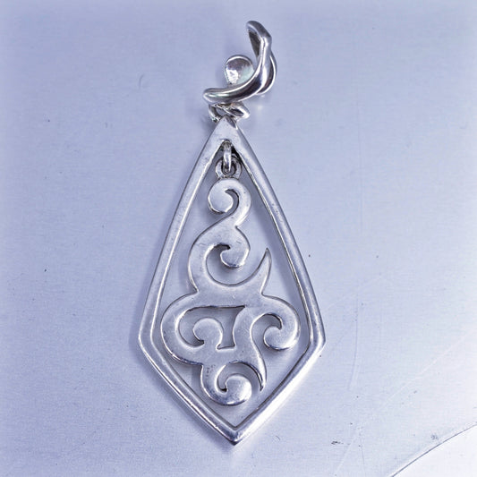 S1387. Whimsical Scroll Design Sterling Silver Pendant by Silpada. Vintage.