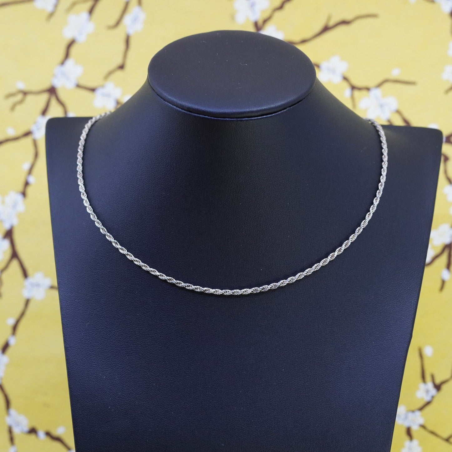 22”, 2mm, vintage Sterling silver necklace, Italy 925 rope chain