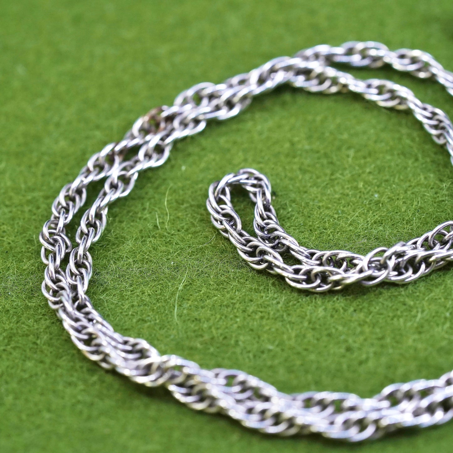 23”, 4mm, vintage Sterling silver necklace, Italy 925 Singapore rope chain