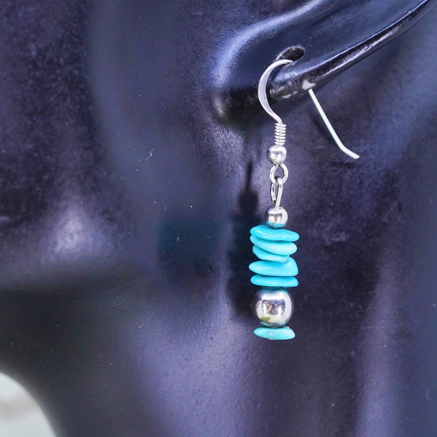 Southwestern sterling silver 925 handmade earrings with turquoise beads