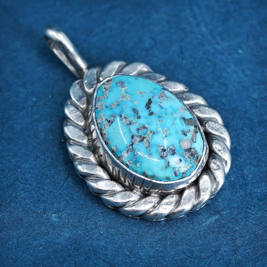 Native American sterling silver 925 handmade pendant with turquoise