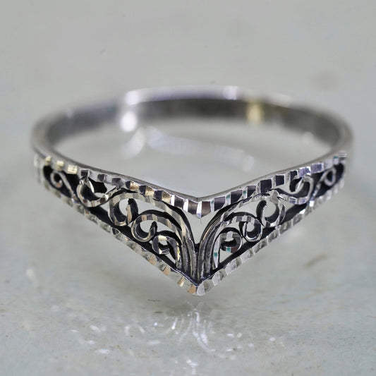 Size 9.5, vintage sterling silver handmade ring, 925 band with filigree details