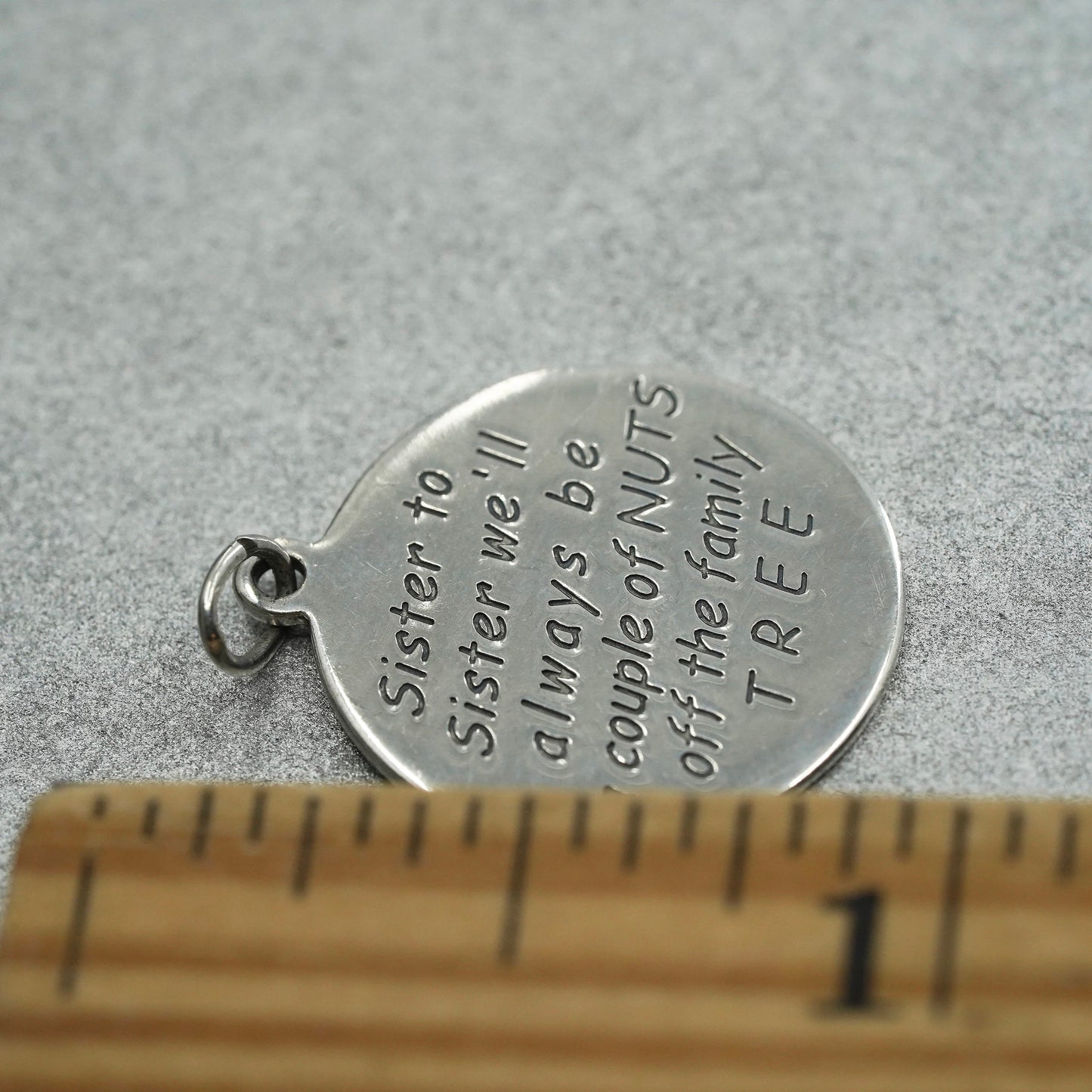 Sterling 925 silver charm, “sister to sister couple of Nuts off the family tree