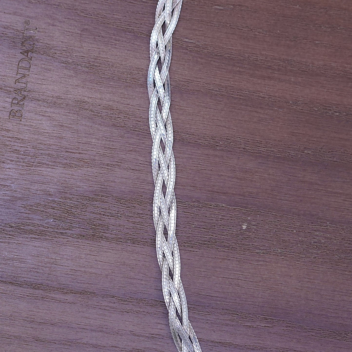 18” 8mm, vintage Sterling silver handmade necklace, 925 woven herringbone chain