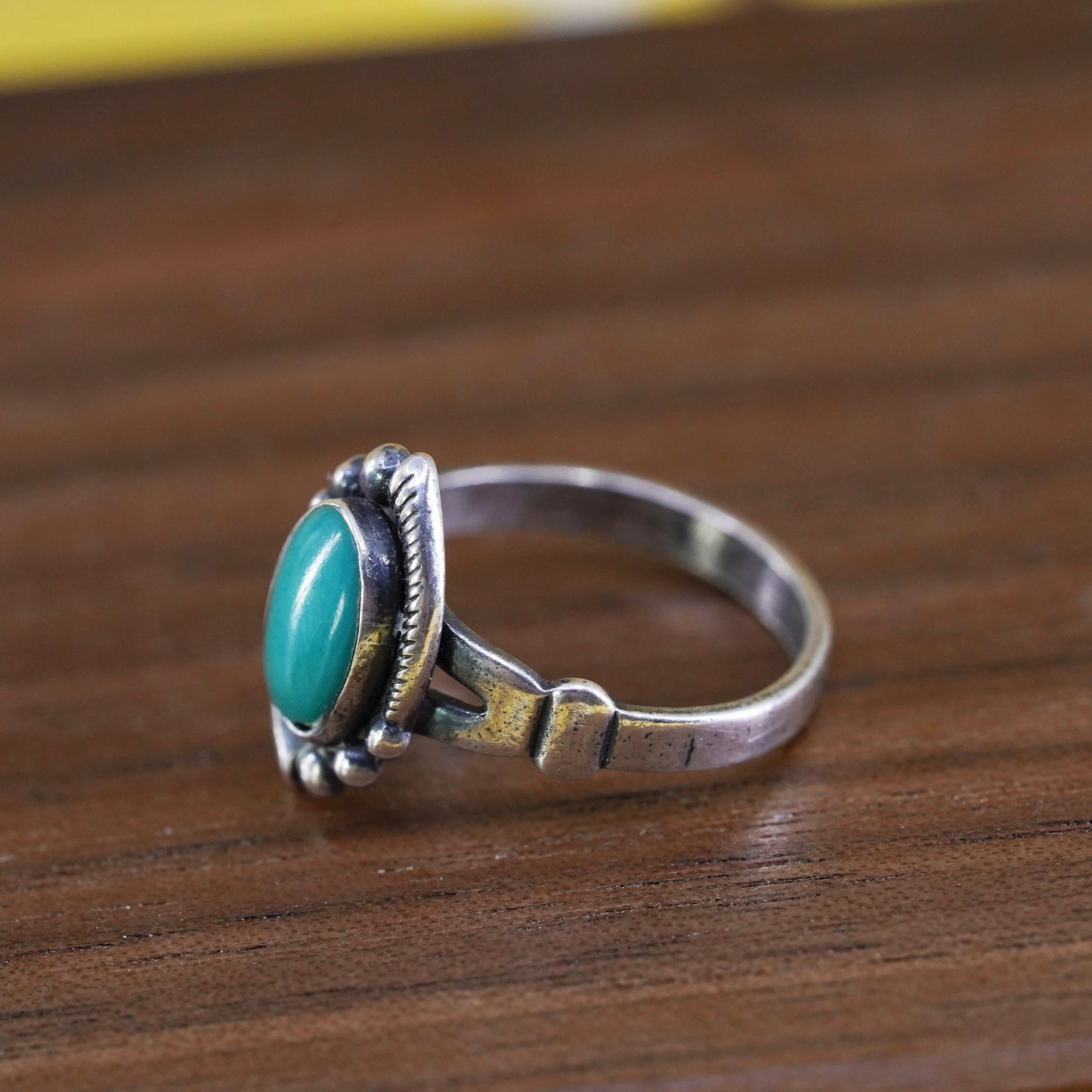 Size 4.5, Native American Sterling silver ring, jewelry, 925 band w/ turquoise