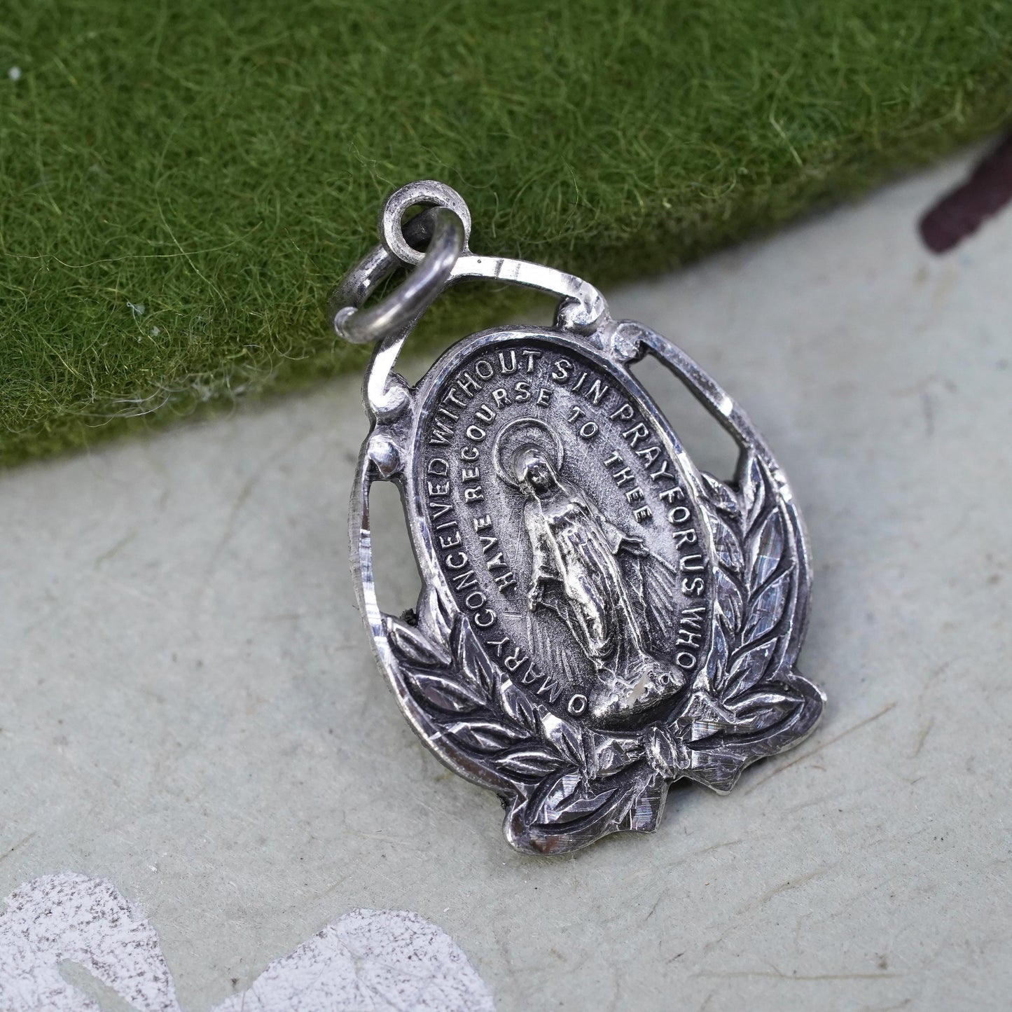 Vintage sterling silver handmade pendant, 925 Virgin Mary charm