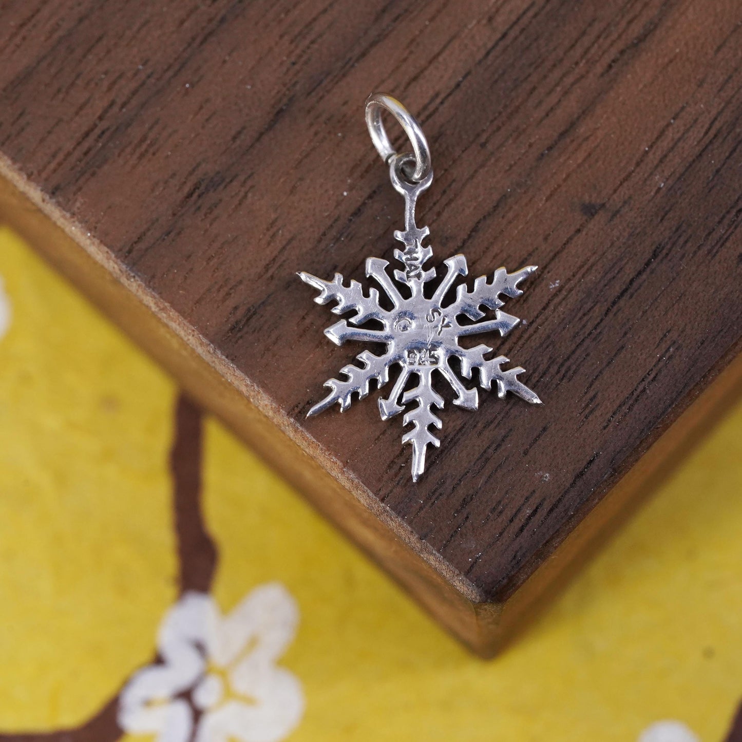 Vintage sterling 925 silver handmade snowflake charm pendant