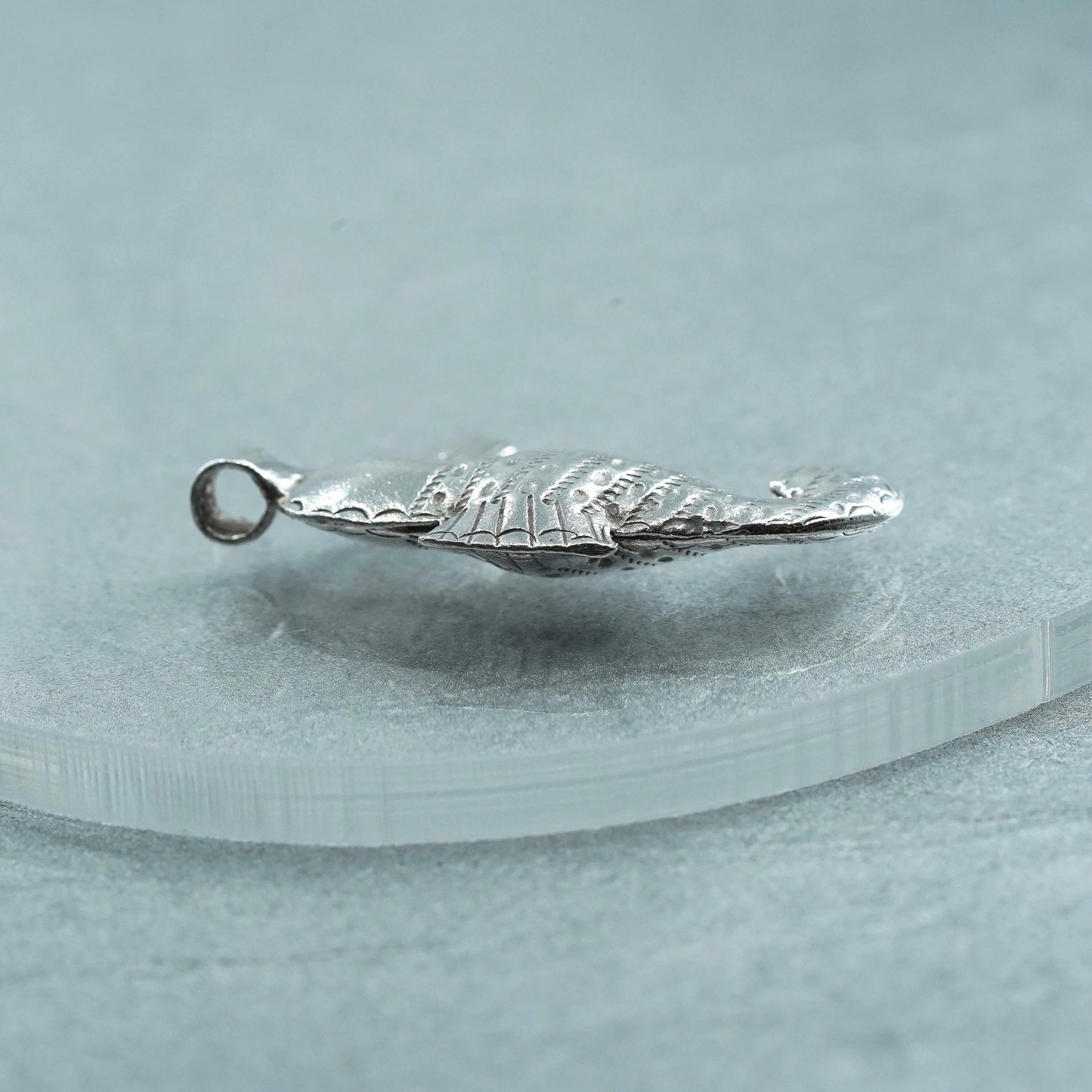 Vintage Sterling 925 silver handmade textured 925 seahorse pendant