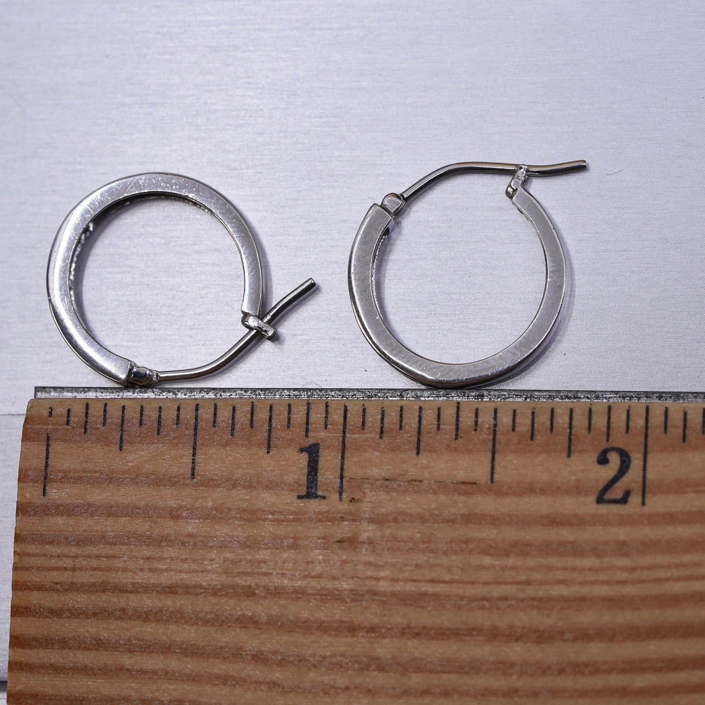 0.5", vintage Sterling silver earrings, 925 huggie hoops with sapphire and cz
