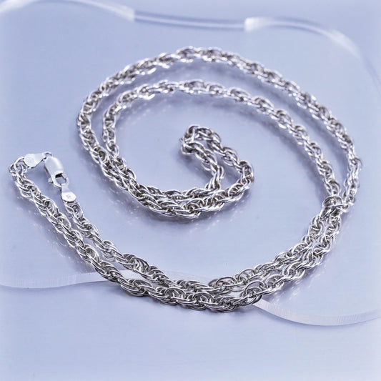 30” 5mm, vintage Italian Sterling 925 silver bold rope chain necklace