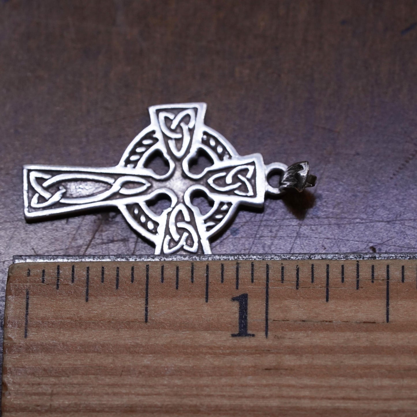 Vintage European sterling silver handmade pendant, 925 Irish Celtic cross