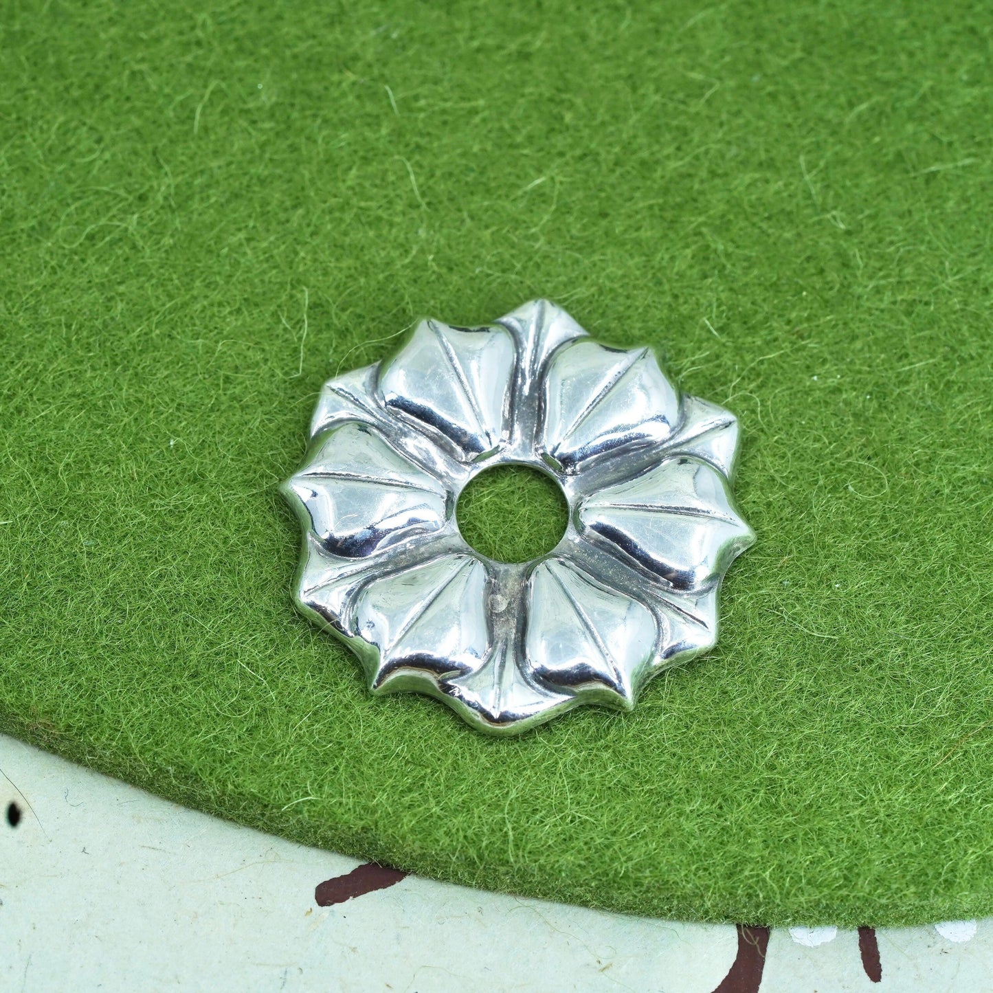 Vintage BJ Sterling 925 silver flower pendant